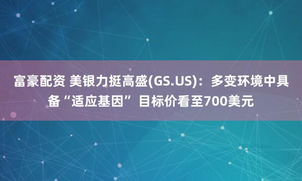 富豪配资 美银力挺高盛(GS.US)：多变环境中具备“适应基因” 目标价看至700美元